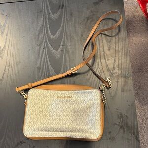 Michael Kors Tan and Gold Crossbody Bag